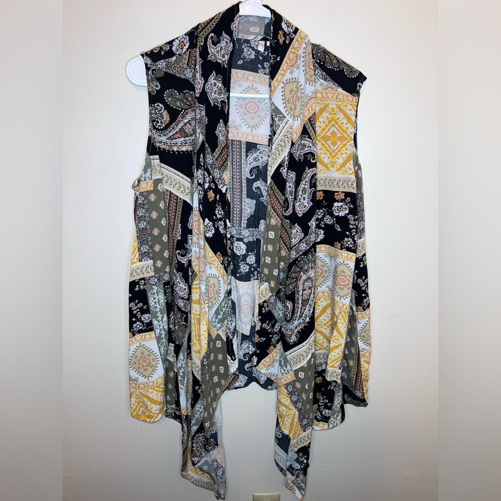 Cato Women’s Colorful Bohemian Patchwork Vest Long Flowy Hippie Size 18/20 VGUC